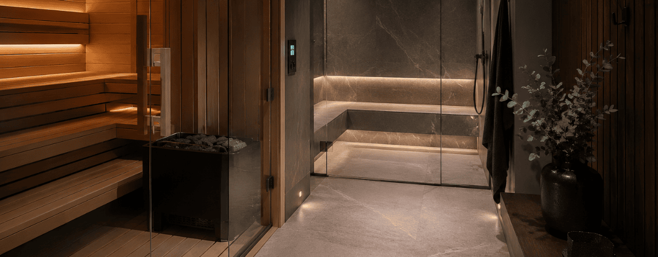 Luxury home sauna and steam room suite