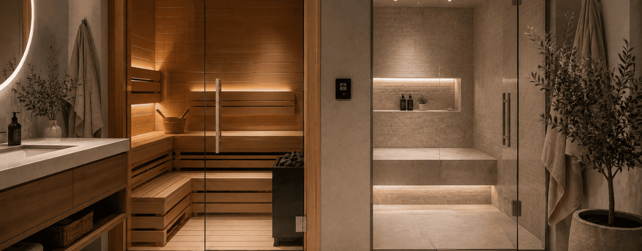 home sauna and steam room designed for everyday use